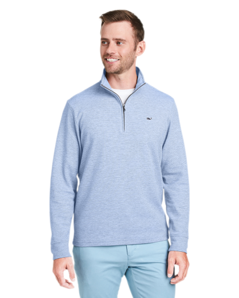 Men's Tennessee Titans Vineyard Vines Light Blue Saltwater Tri-Blend  Quarter-Zip Top